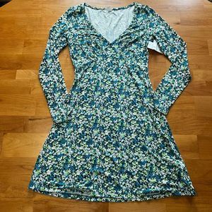 BP v neck fit & flare green floral dress XS nwt